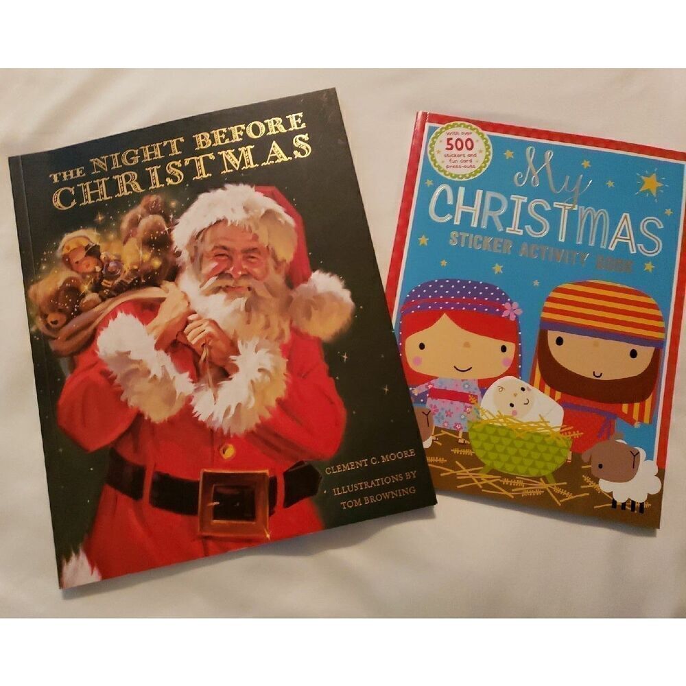 Set of Two Christmas Themed Books Paperback of The Night Before Christmas and a